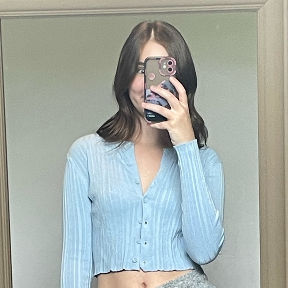 Garage baby blue cardigan. Fits size S-M. - Picture 2 of 5